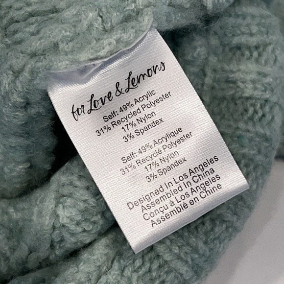 FOR LOVE & LEMONS Green Dominique Shoulder Pad Sweater size Small - Picture 14 of 15